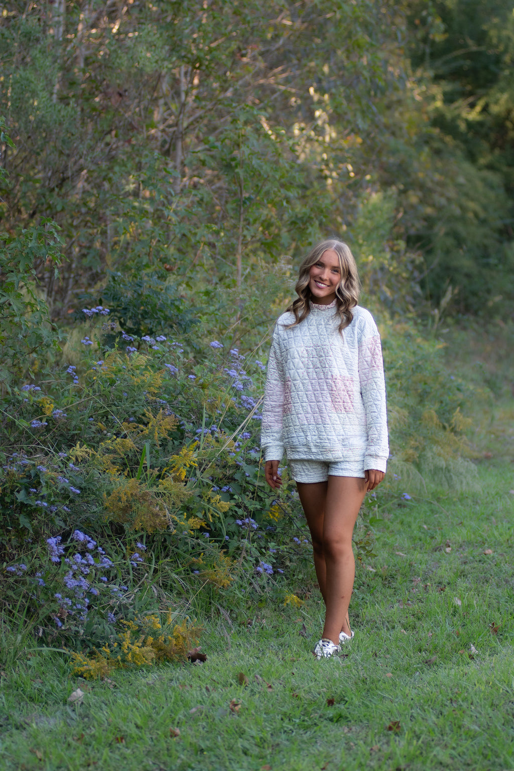 Floral Quilted Short and Sweatshirt Set