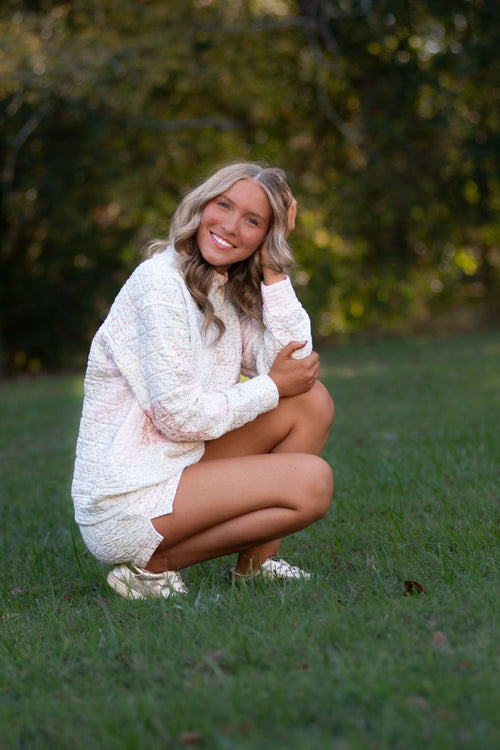 Floral Quilted Short and Sweatshirt Set
