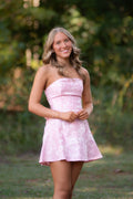 Pink Strapless Jacquard Dress