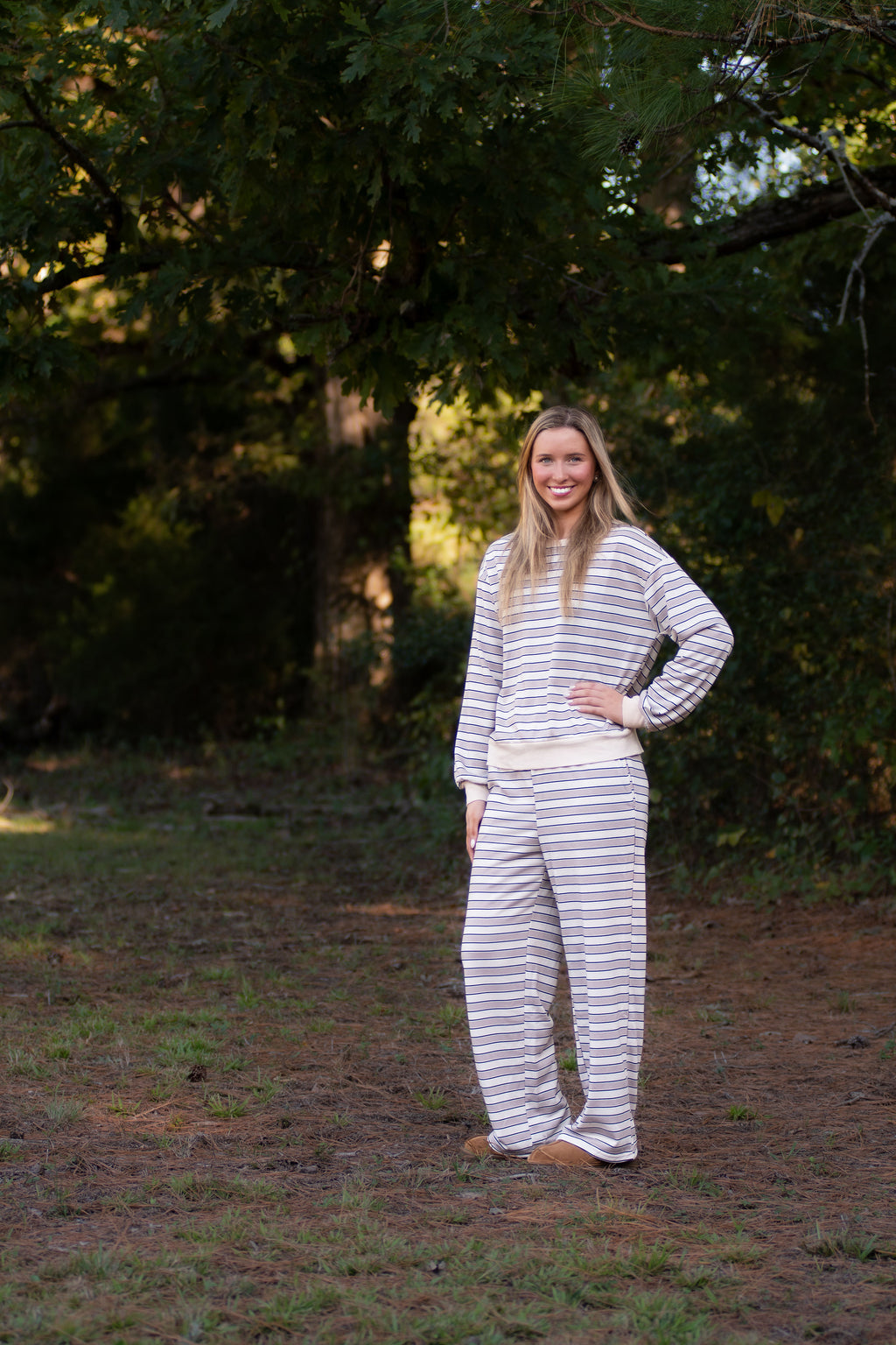 Khaki Striped Set